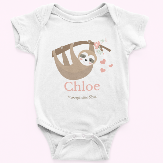 Personalised Sloth Baby Onesie Bodysuit