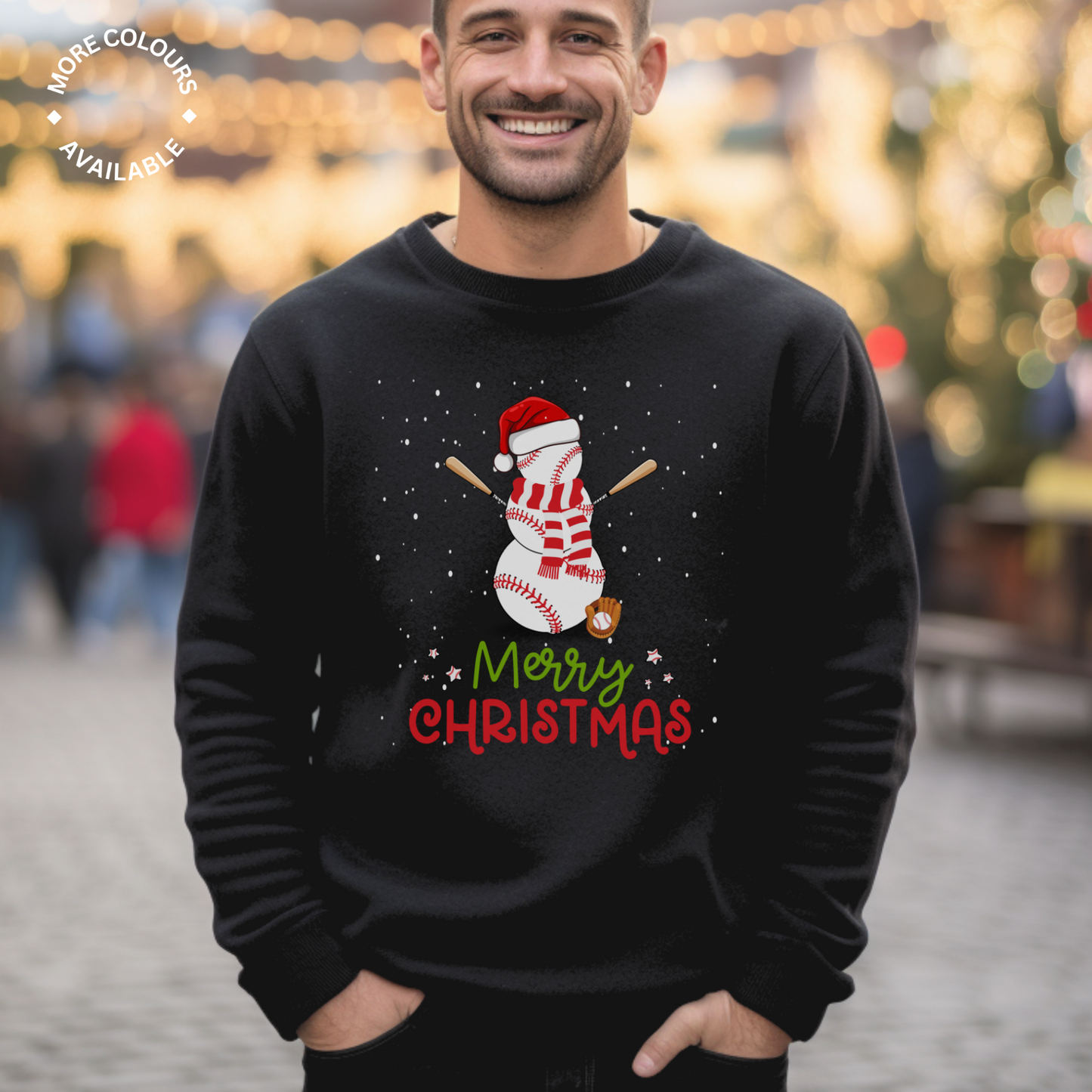 Unisex Adults "Baseball Snowman" Christmas Sweatshirt | small - 5XL