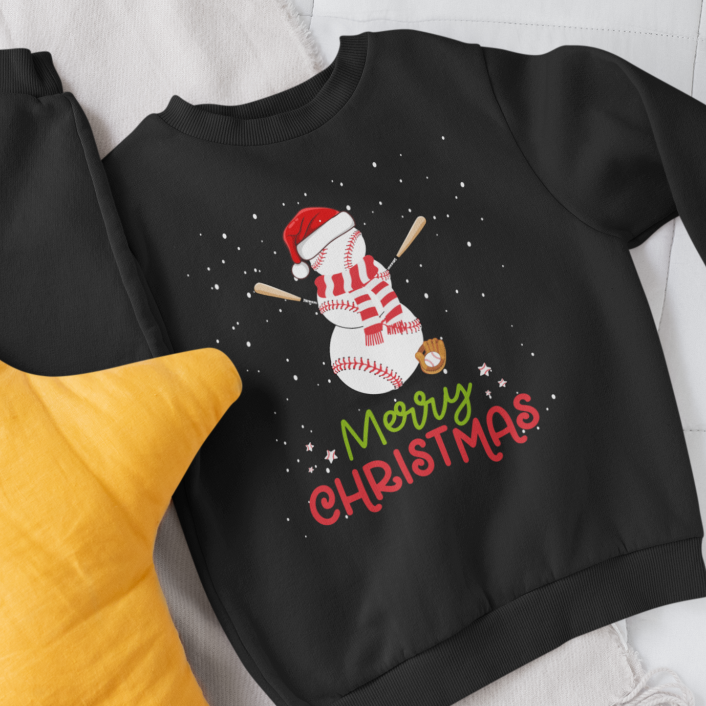 Kids "Baseball Snowman" Christmas Sweatshirt | 3 - 13 years