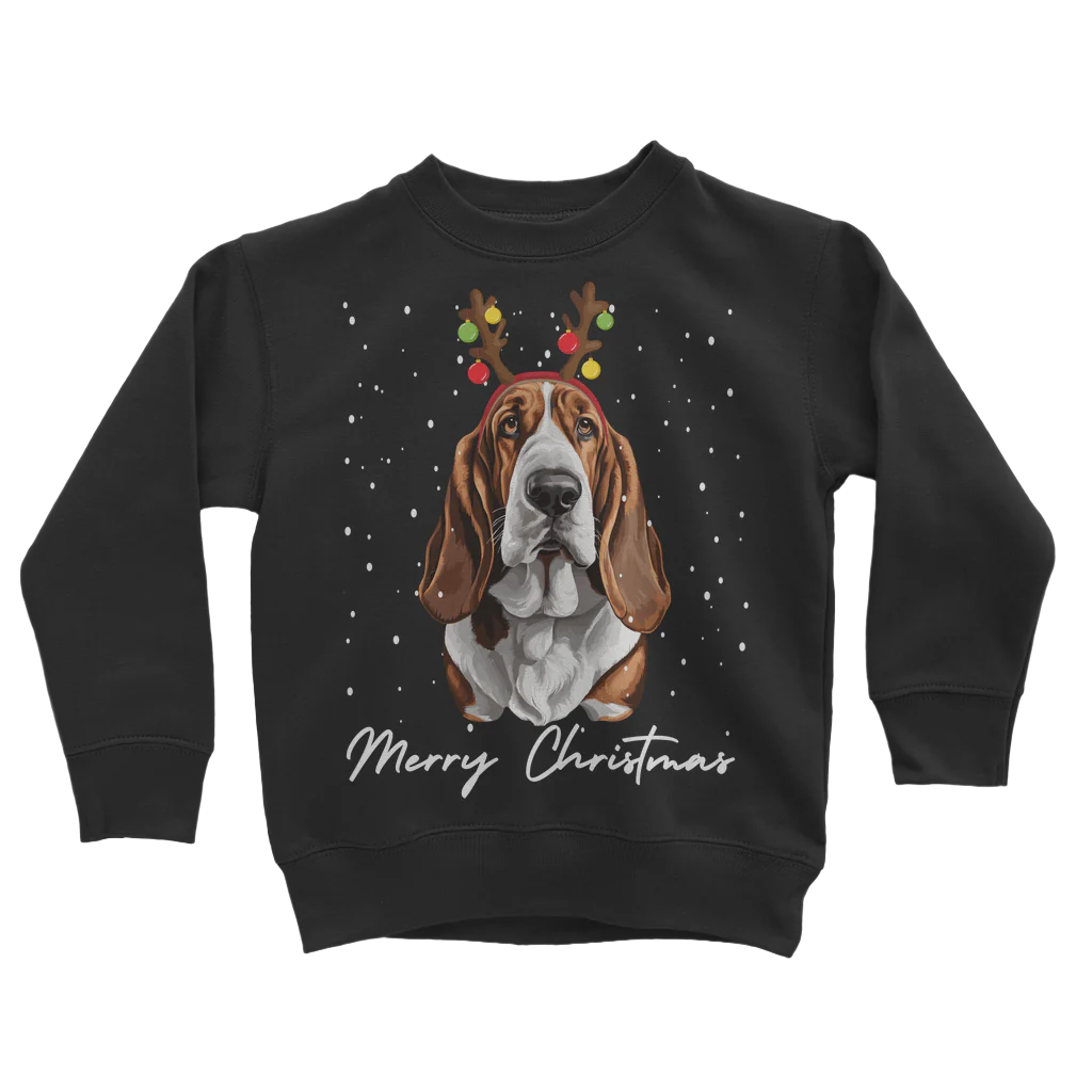 Kids Basset Hound Christmas Jumper | 3 - 13 years