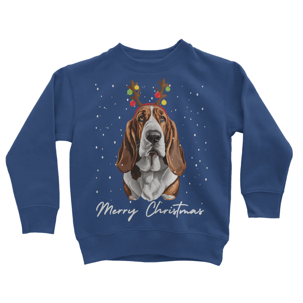 Kids Basset Hound Christmas Jumper | 3 - 13 years