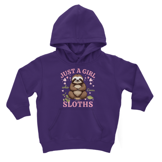 "Just a Girl Who Loves Sloths" Kids Hoodie - Pullover (3-13 Yrs)