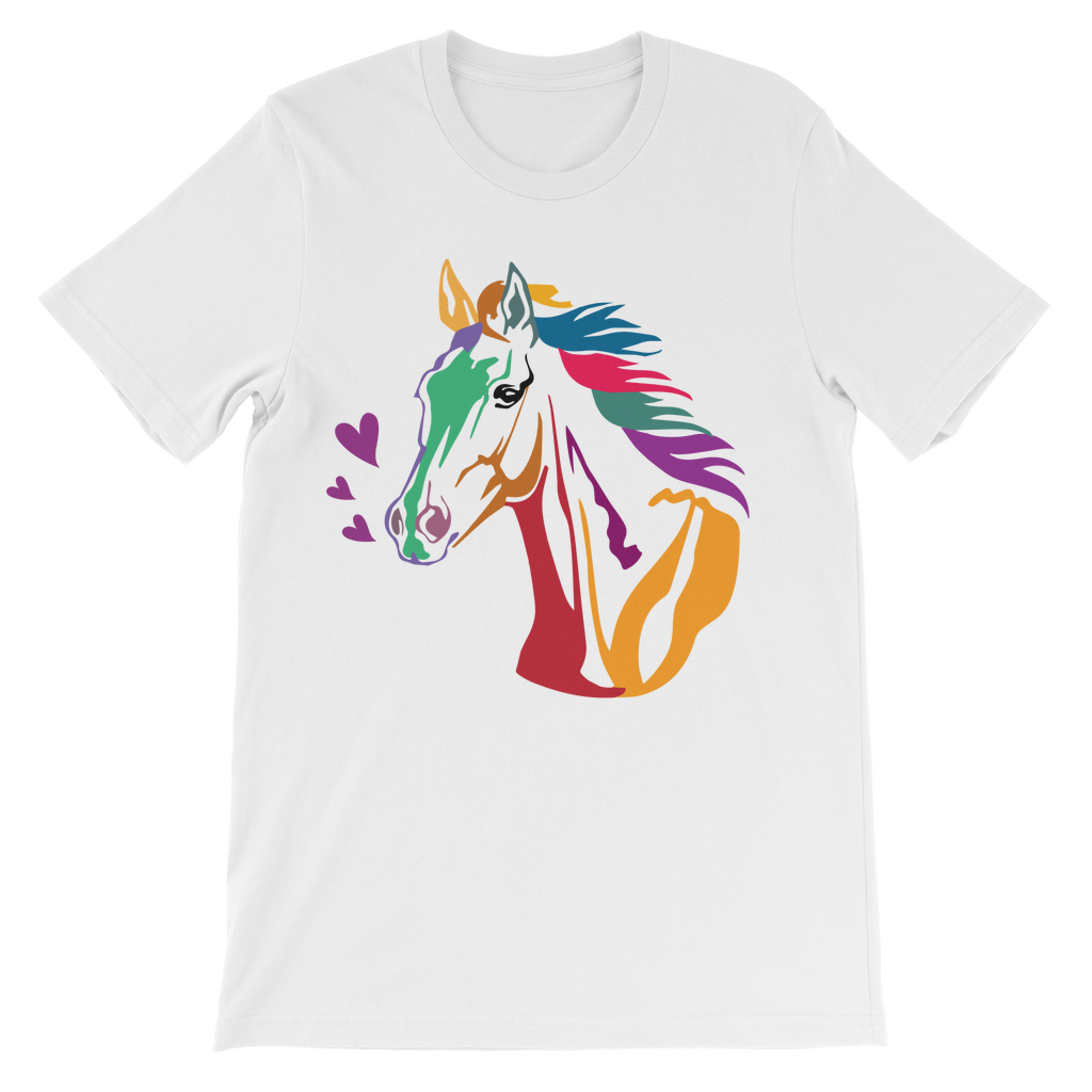 Kids Colourful Horse & Hearts T-shirt | 3 - 13 years