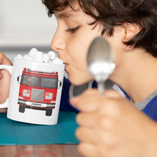 Kids Personalised Fire Engine Mug