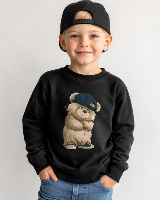 Kids Cool Teddy Bear Sweatshirt – Street Style Bear Jumper (Ages 3-13)