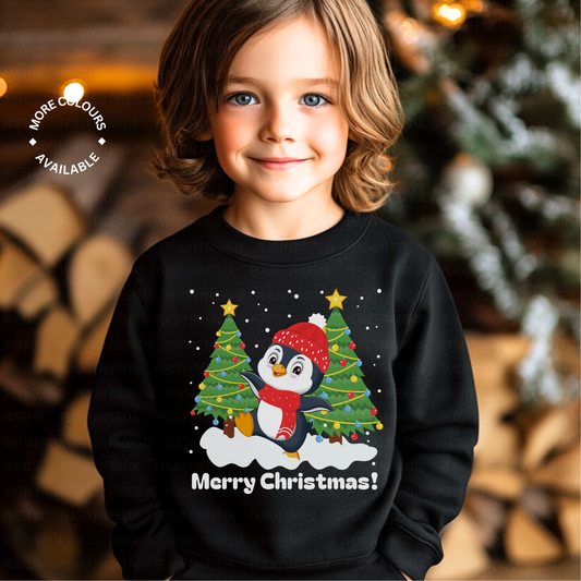 Unisex Kids Dancing Penguin Christmas Sweatshirt | 3 - 13 years