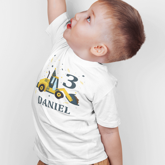 Kids Personalised Birthday Digger T-shirt | 1 - 8 years