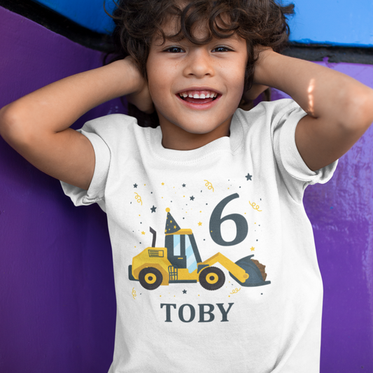Kids Personalised Birthday Digger T-shirt | 1 - 8 years