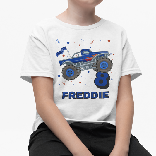 Kids Personalised Birthday Monster Truck T-shirt | 3 - 10 years