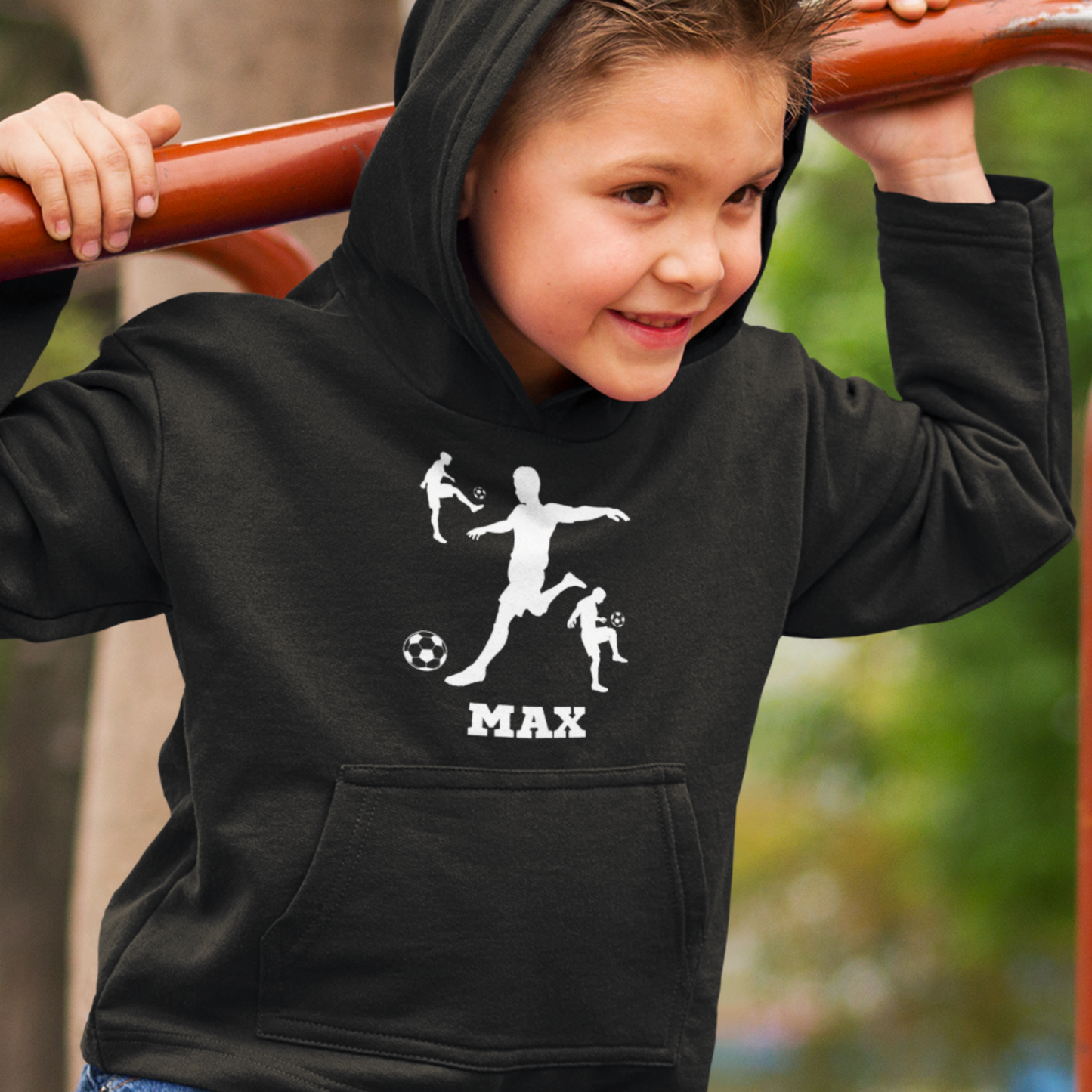 Football Silhouettes - Boys Personalised Football Hoodie | 3 - 13 years