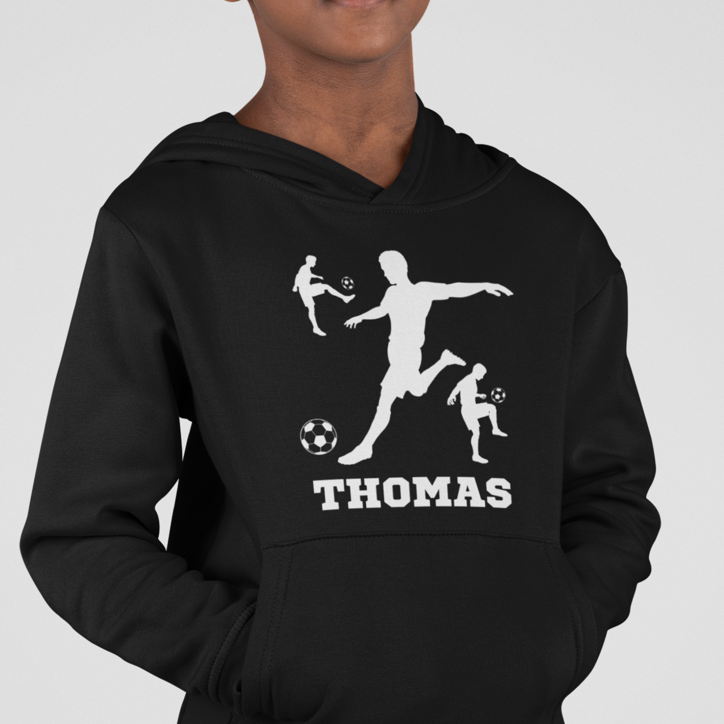 Football Silhouettes - Boys Personalised Football Hoodie | 3 - 13 years