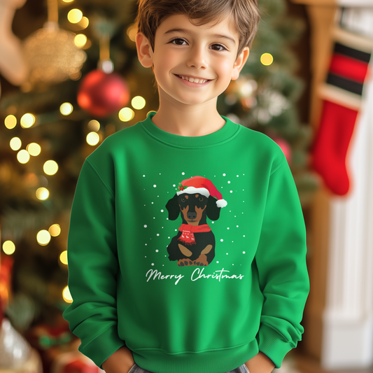 Kids Dachshund Christmas Sweatshirt – Sausage Dog Xmas Jumper