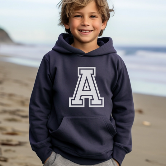 Big Letter A-Z Boys Custom College Initial Personalised Hoodie | 3 - 13 years