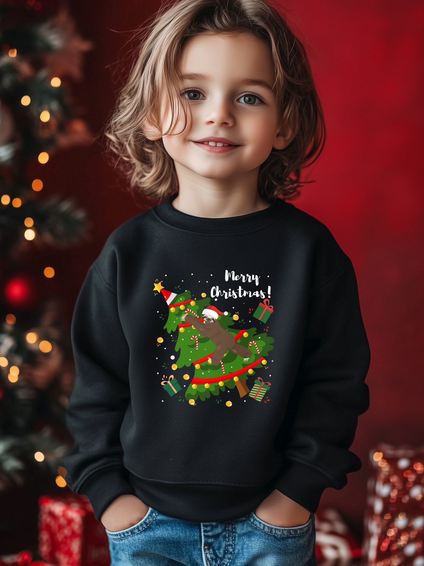 Kids “Naughty Christmas Sloth” Sweatshirt (Ages 3-13 yrs)