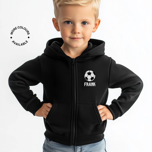 Unisex Kids Personalised Football/Soccer Zip Hoodie