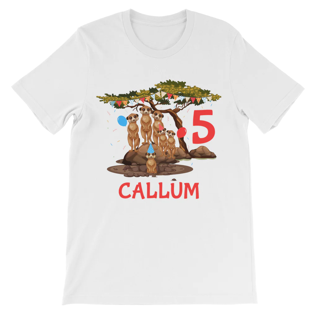 Kids Personalised Birthday Meerkat T-shirt | 3 - 11 years