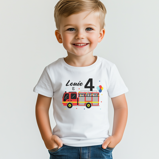 Boys Birthday Fire Engine T-shirt | 3 - 8 years