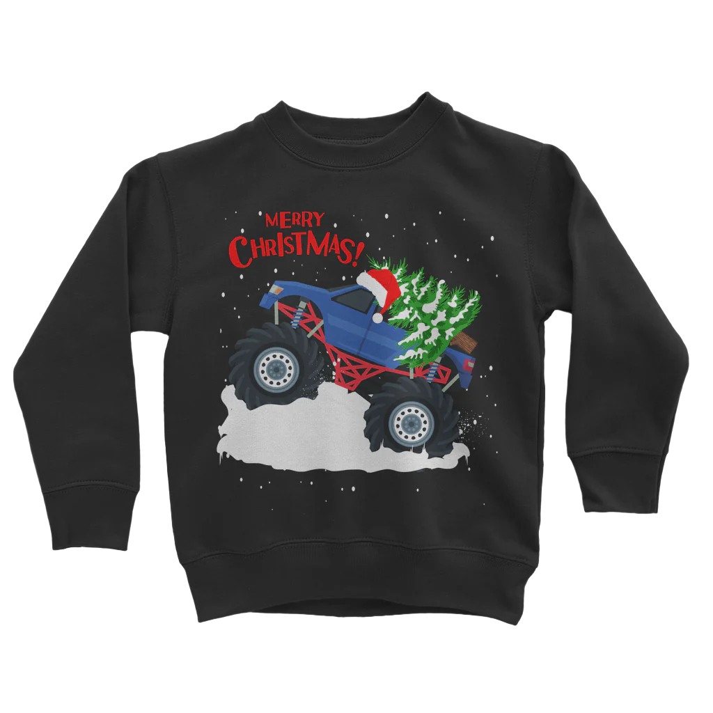 Kids Christmas Monster Truck Sweatshirt | Unisex Sizes