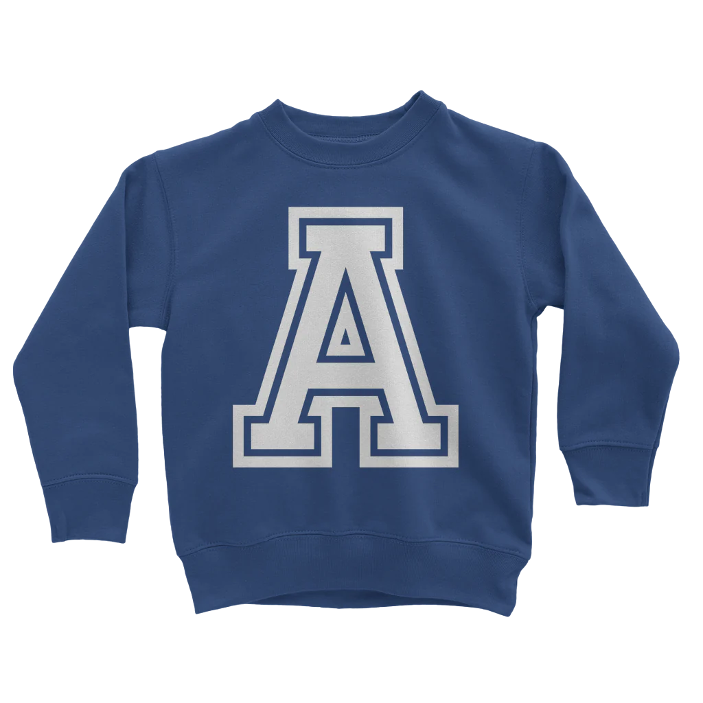 Big Letter A Z Boys Custom College Initial Personalised Sweatshirt Peachy Finders UK PeachyFinders