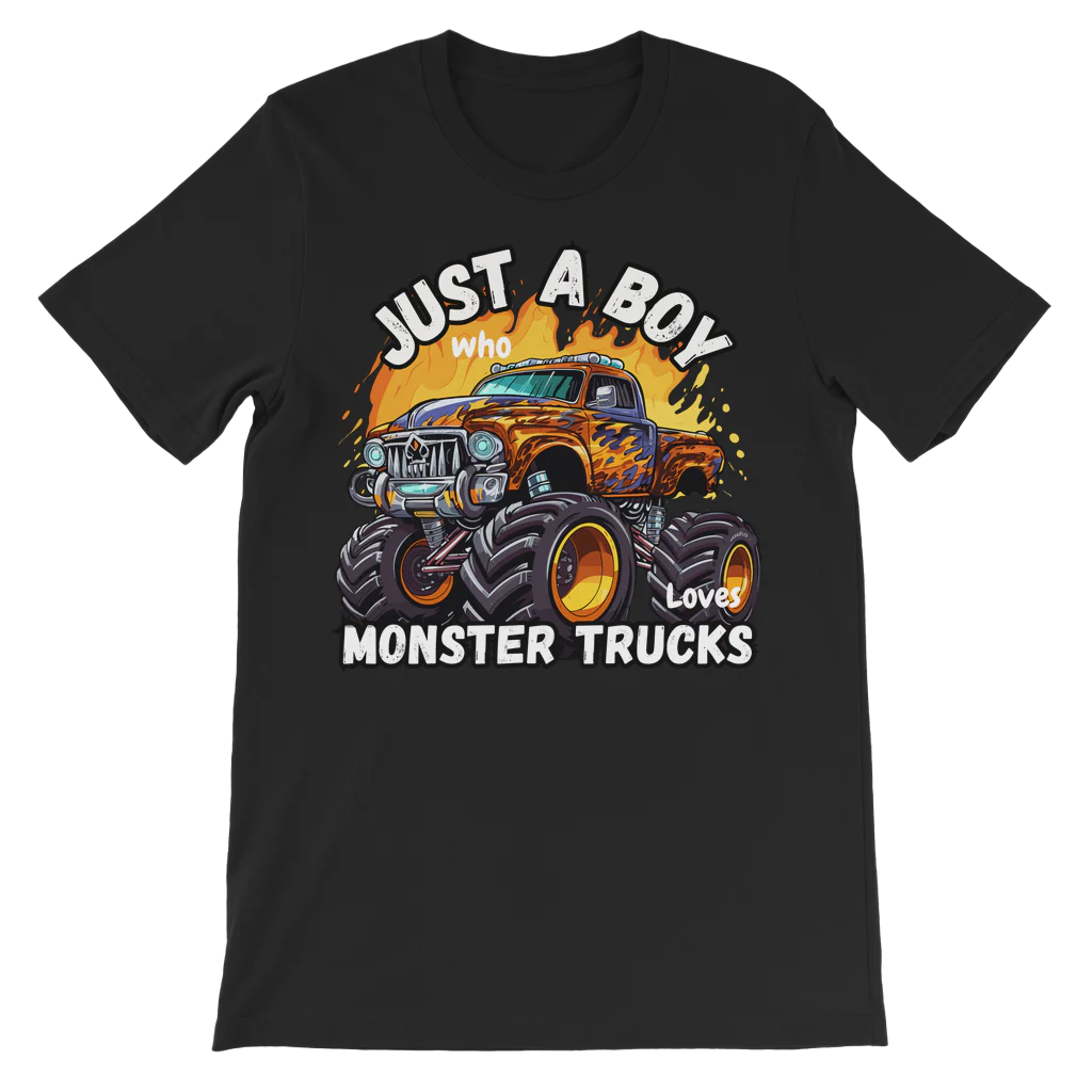 Just a Boy who loves Monster Trucks - Kids Cotton T-shirt