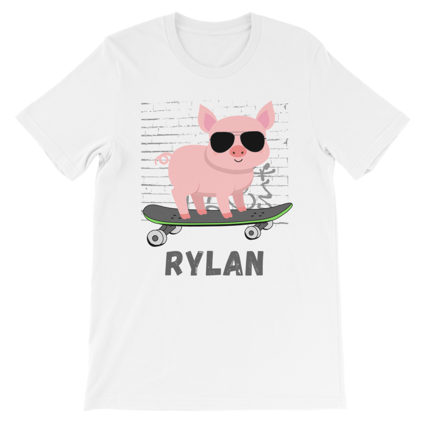 Boys Personalised Cool Skateboarding Pig T-shirt | 3 - 13 years