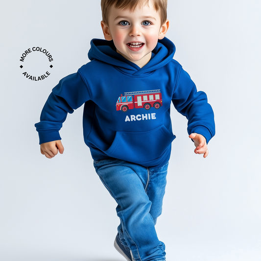 Boys Personalised Fire Engine Hoodie | 3 - 8 years