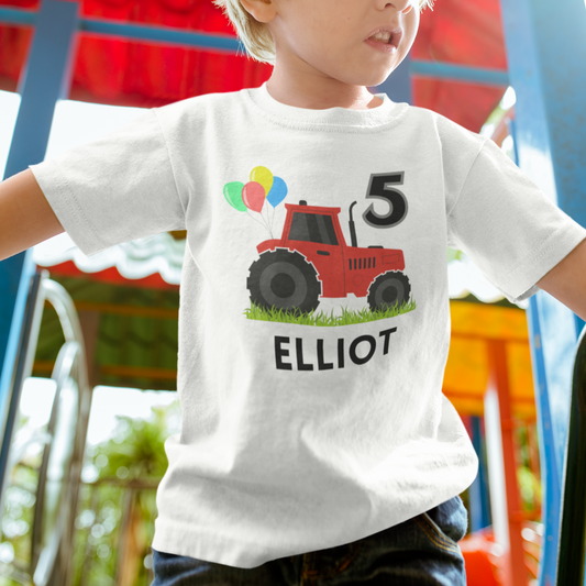 Boys Personalised Birthday Tractor T-shirt | 1 - 8 years