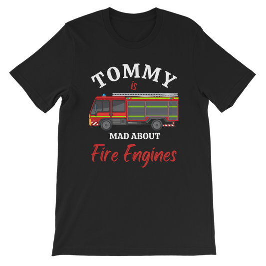 Boys Personalised 'Mad About Fire Engines' T-shirt | 3 - 11 years