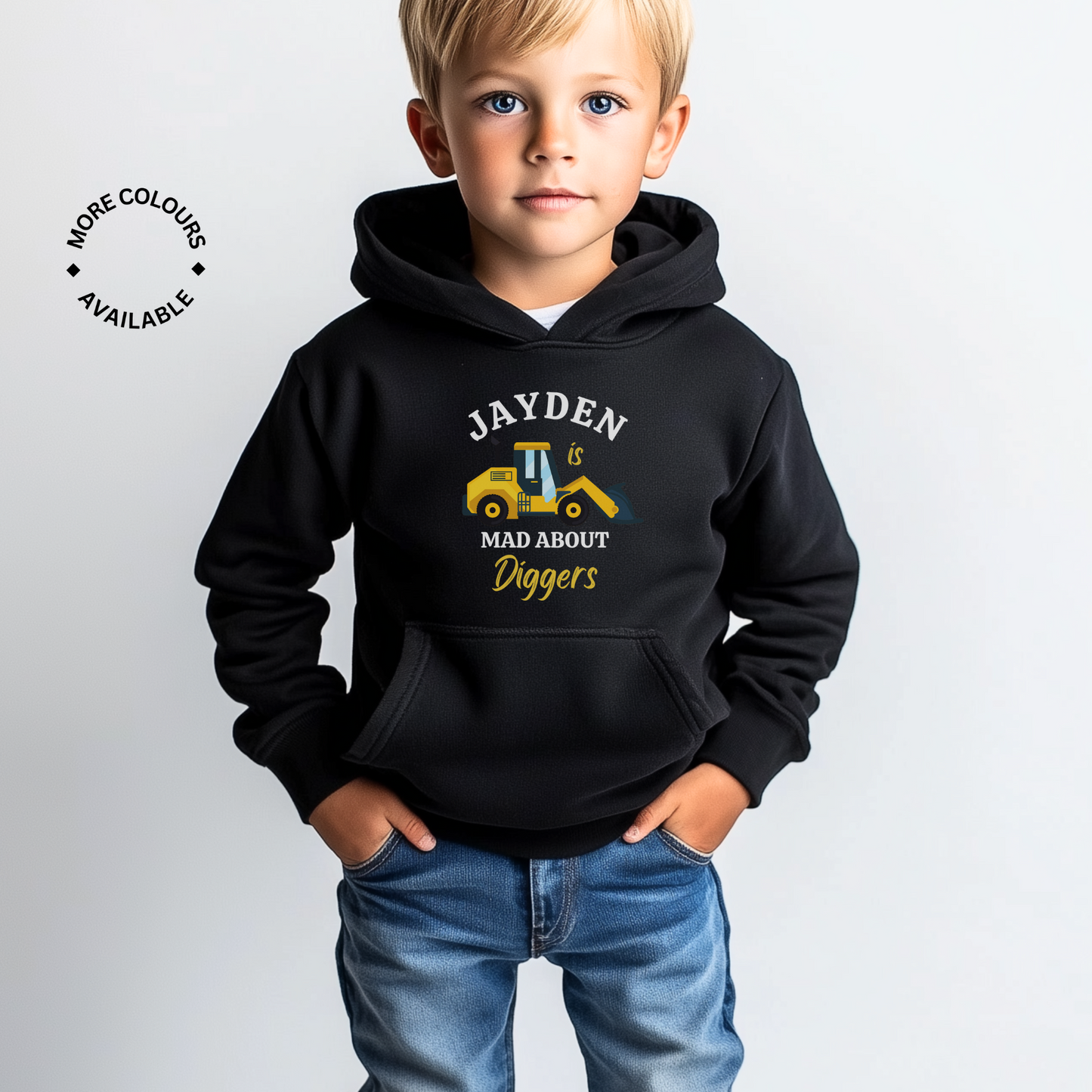 Boys Personalised 'Mad about Diggers' Hoodie