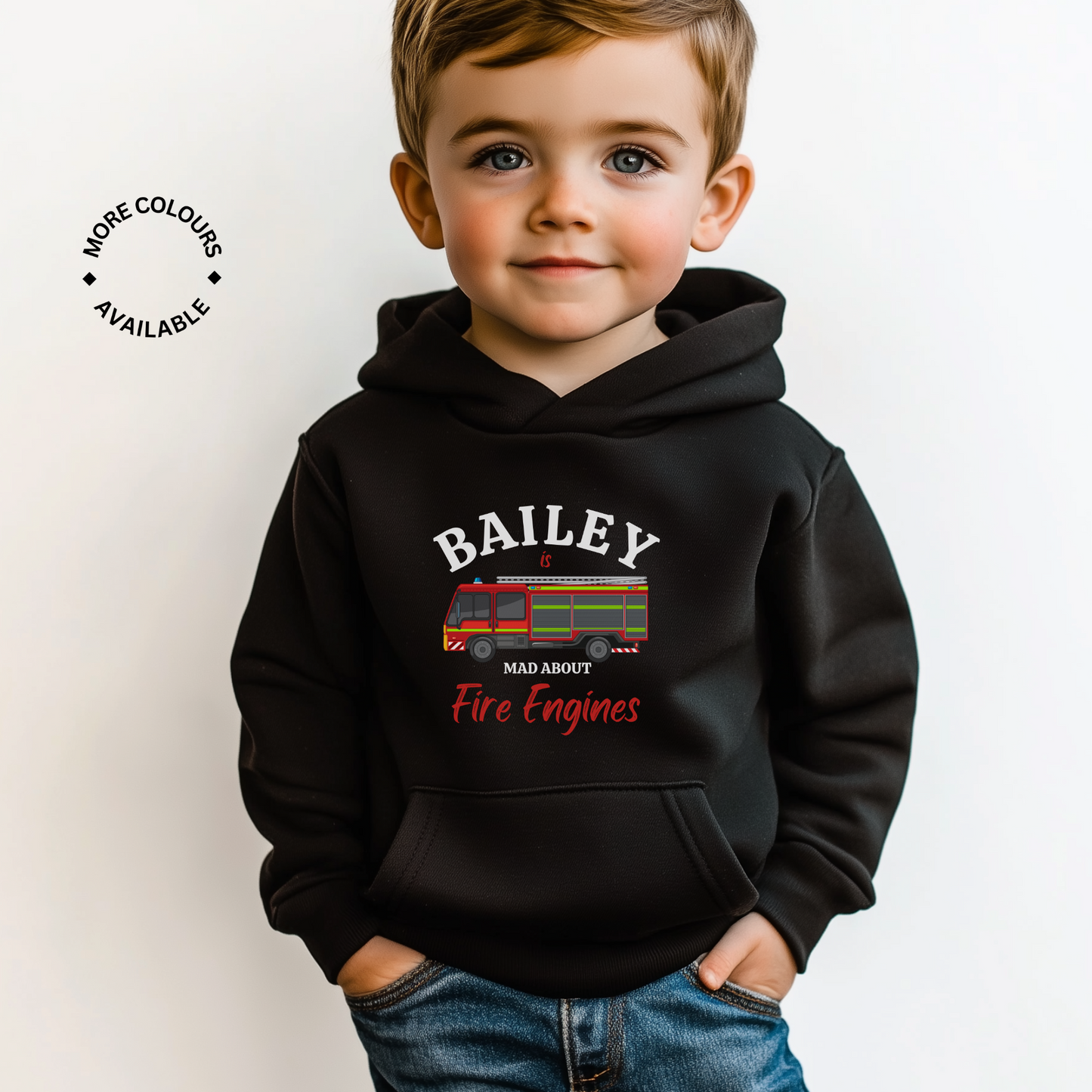 Boys 'Crazy about Fire Engines' Personalised Hoodie