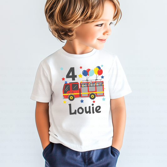 Boys Birthday Fire Engine T-shirt | 3 - 8 years