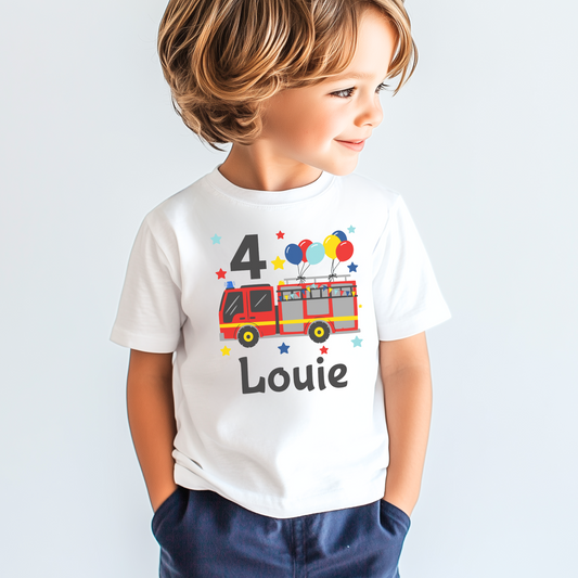 Boys Birthday Fire Engine T-shirt | 3 - 8 years