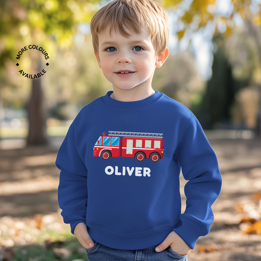 Boys Personalised Fire Engine Sweatshirt