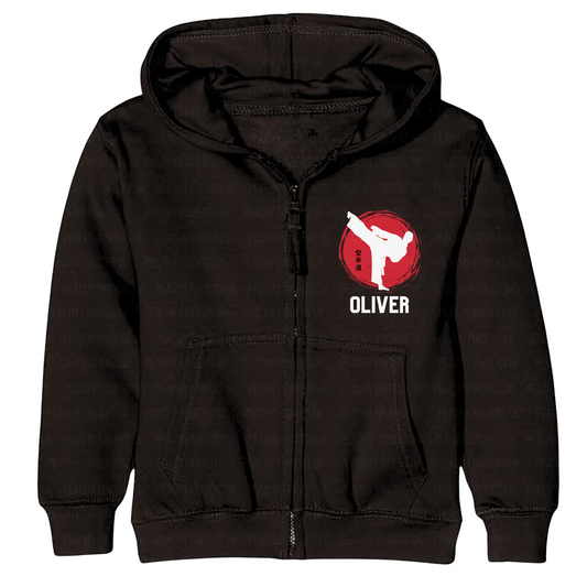 Boys Personalised Karate/Martial Arts Full Zip Hoodie | 3 - 13 yrs