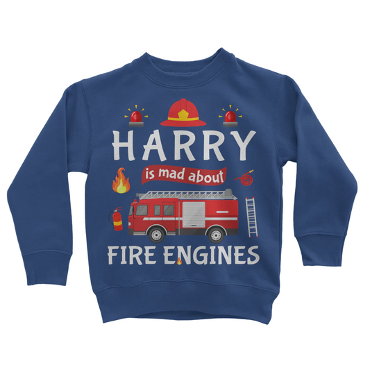 Boys Personalised "Mad About Fire Engines" Sweatshirt