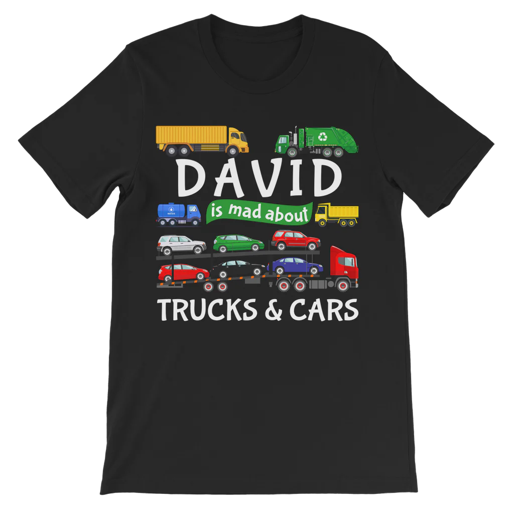 Boys "Mad About Trucks & Cars " Personalised T-shirt