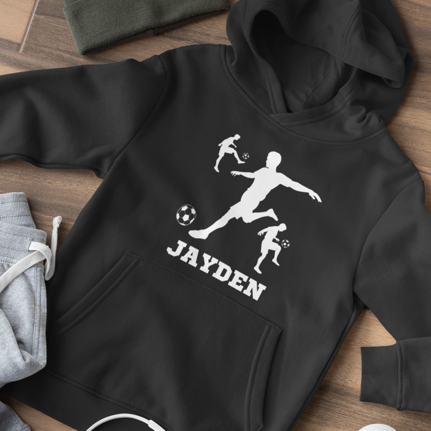 Football Silhouettes - Boys Personalised Football Hoodie | 3 - 13 years