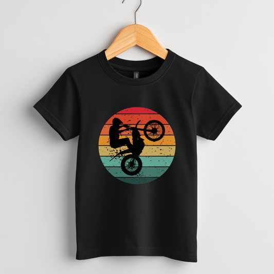 Kids Motocross T-Shirt – Retro Dirt Bike Rider Tee (Ages 3-13)