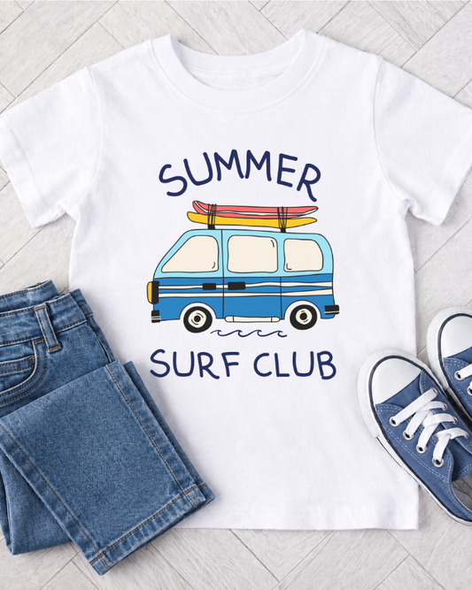 Boys Summer Surf Club T-Shirt – Camper van & Surfboard Tee