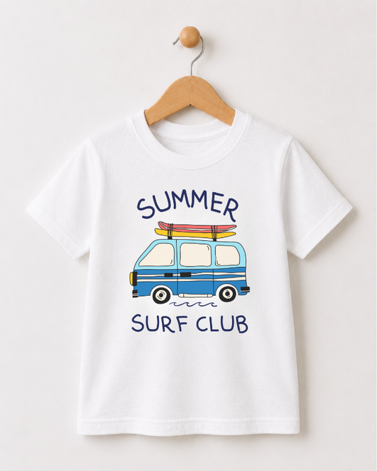 Boys Summer Surf Club T-Shirt – Camper van & Surfboard Tee