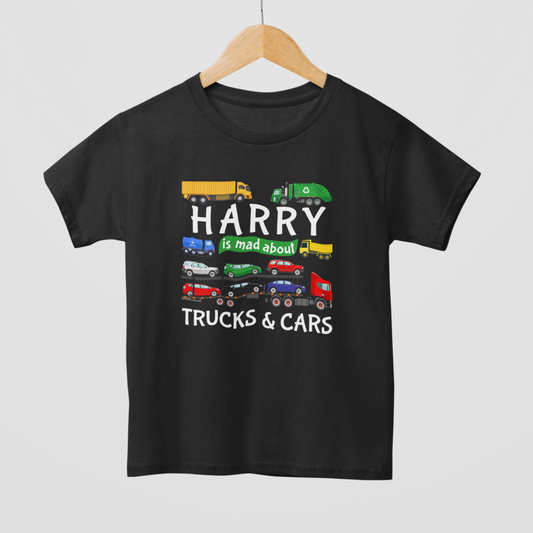 Boys "Mad About Trucks and Card " Personalised T-shirt