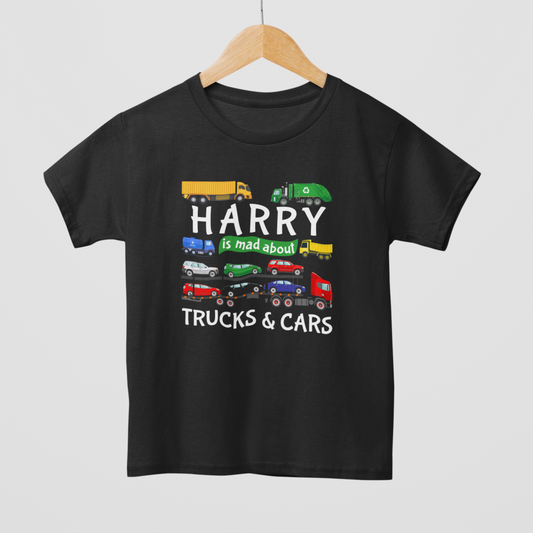 Boys "Mad About Trucks & Cars " Personalised T-shirt