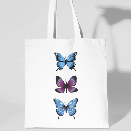 Butterfly Trio Cotton Tote Bag – Reusable Shopping & Everyday Bag
