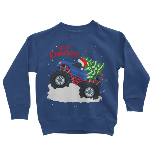 Kids Christmas Monster Truck Sweatshirt | Unisex Sizes