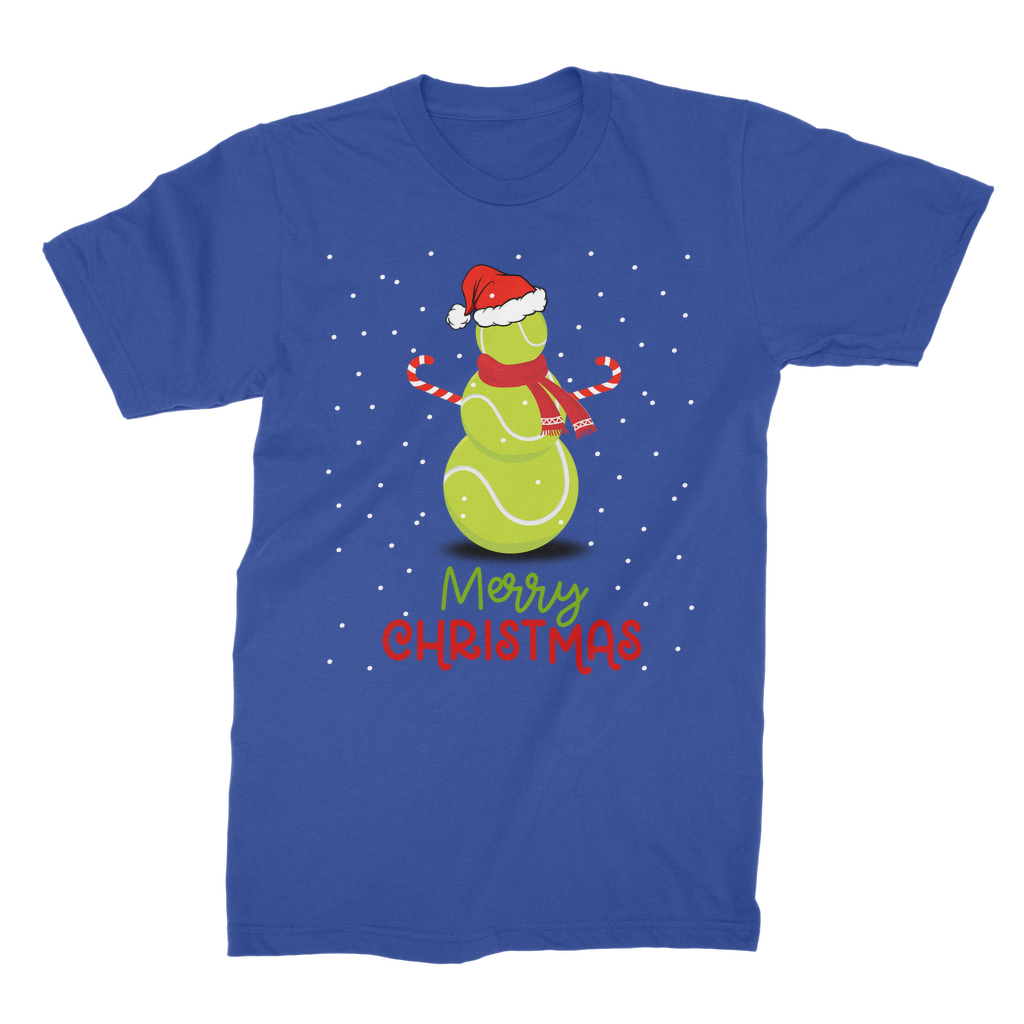 Men's Christmas Tennis Ball Snowman T-shirt | Premium Cotton