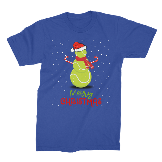 Men's Christmas Tennis Ball Snowman T-shirt | Premium Cotton