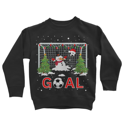 Kids Football Christmas Jumper – Festive Goal Post & Snowman Design (3-13 yrs)