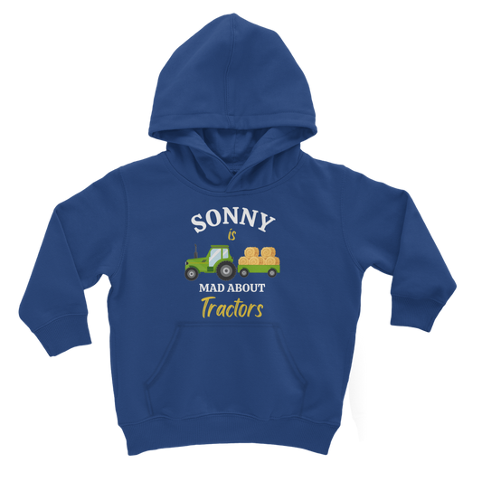 Boys Personalised 'Mad about Tractors' Hoodie | 3 - 11 years