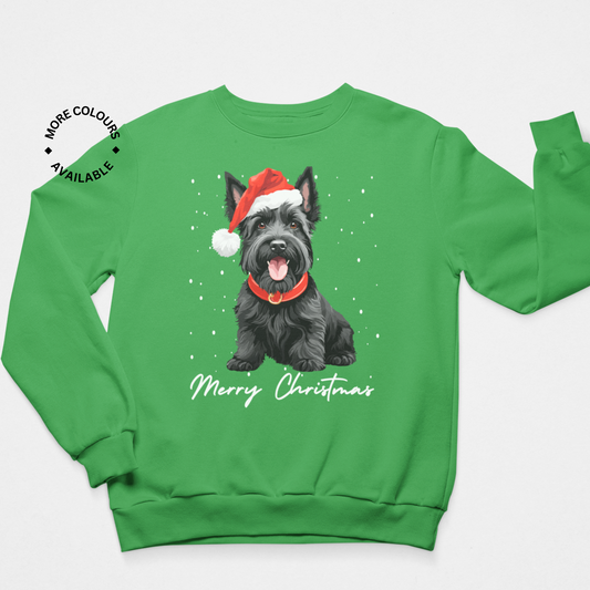 Kids Christmas Black Scottie Dog Sweatshirt | 3 - 13 years