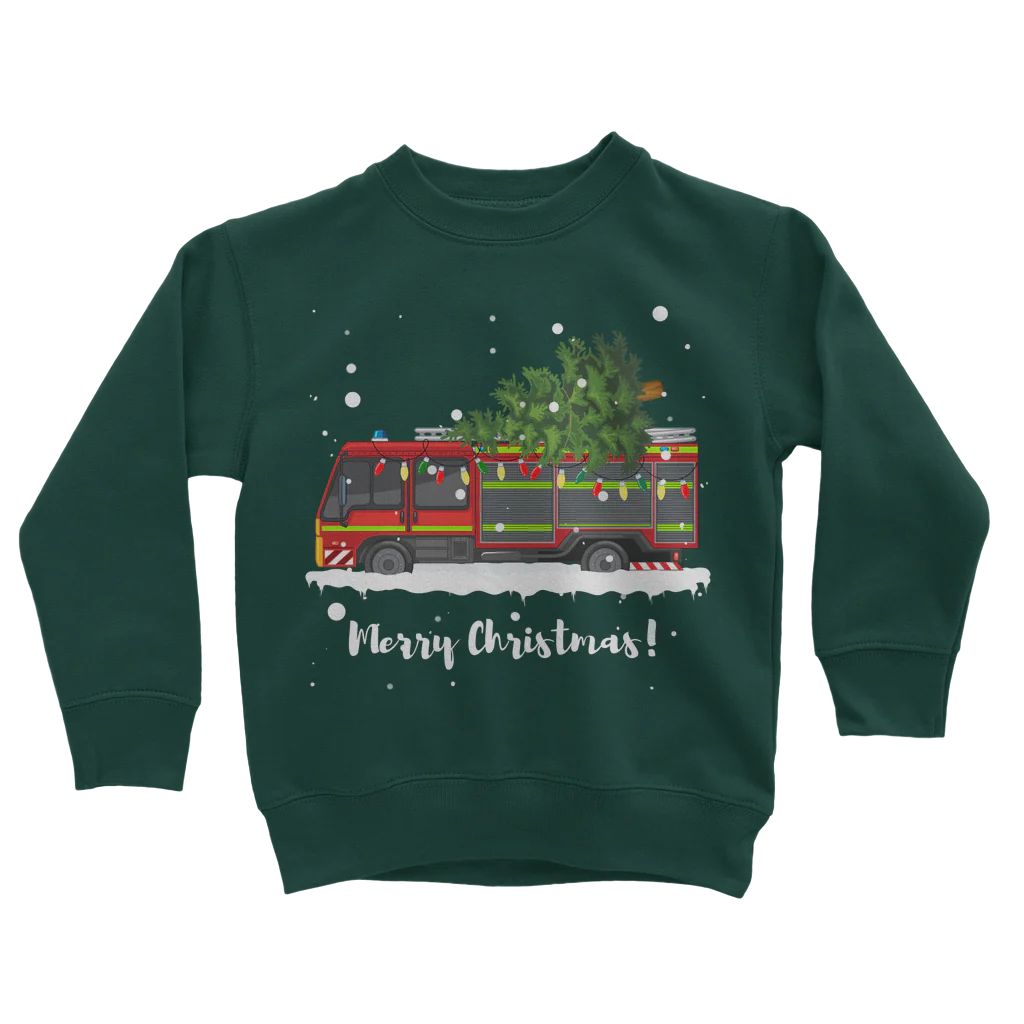 Kids Christmas Fire Engine Sweatshirt | 3 - 13 years